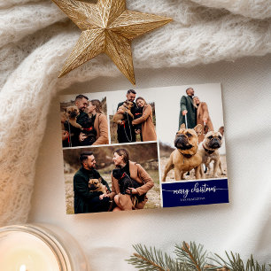 5 Fotos Collage Stylische Schrift Frohe Weihnachte Postkarte