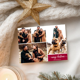 5 Fotos Collage Stylische Schrift Frohe Weihnachte Postkarte