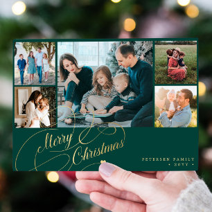 5 Fotos Frohe Weihnachts-elegante Drehbuch-Collage Feiertagskarte