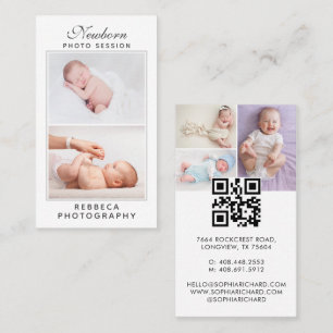 5 Fotos Logo QR Code Neugeborener Baby Fotograf Visitenkarte