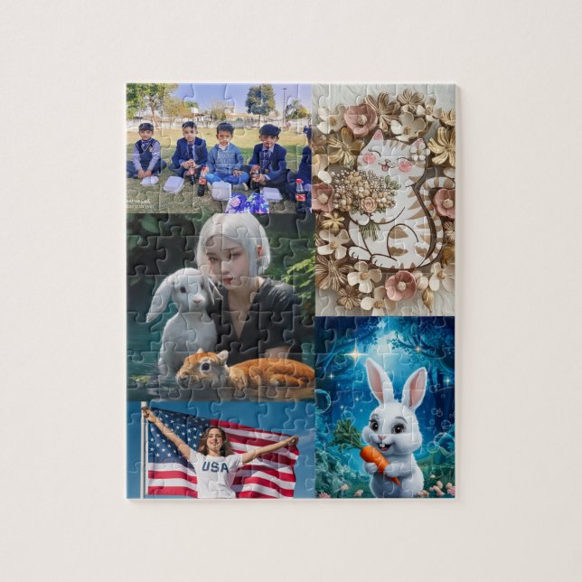 5 Fotos personalisieren Puzzle, Collage Foto Puzzle (Vertikal)