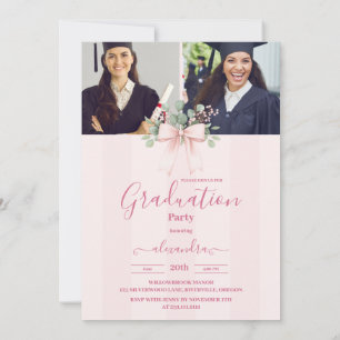 5 Fotos Pink Bow Grad Celebration Einladung