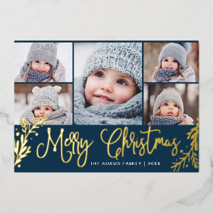 5 FOTOS Sparkle Weihnachtsgrüße Gold Folien Feiertagskarte