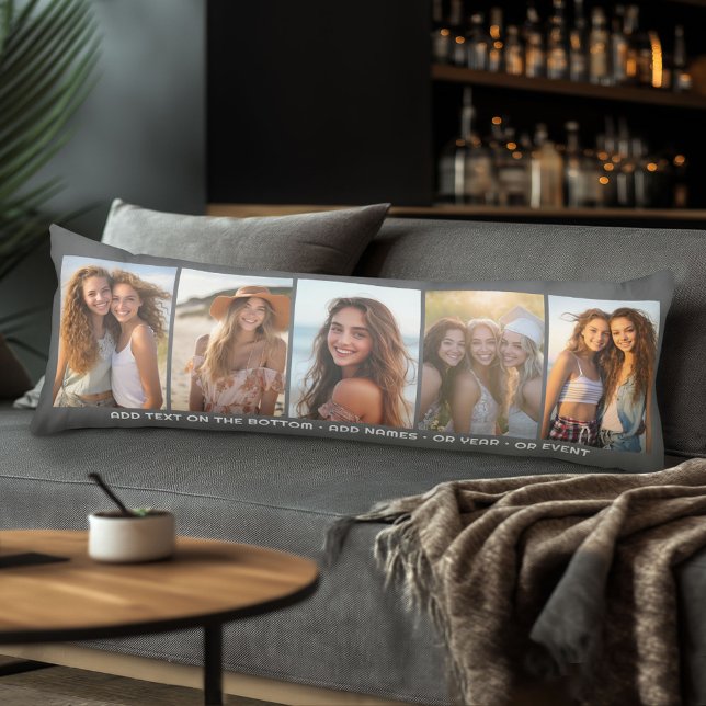 5 Fotovorlage Moderner Minimaler Text im Foto Seitenschläferkissen (Body Pillow with Photo Collage)