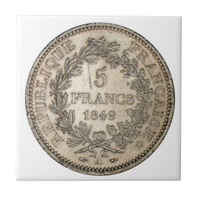 5 FRANKEN-MÜNZE 1849 FLIESE (Vorderseite)