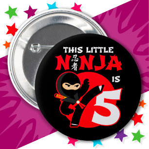 5. Geburtstag 5 Jahre Altes Kind Party Little Ninj Button