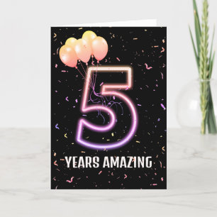 5. Geburtstag Ballons und Confetti Karte