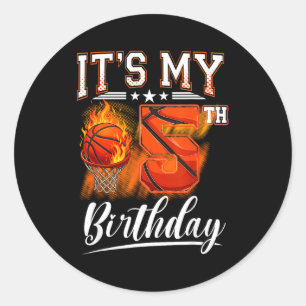 5. Geburtstag Basketball Thema 5 Jahre alter Gebur Runder Aufkleber