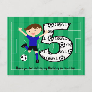 5. Geburtstag Blue and Black Soccer Goal Postcard Postkarte