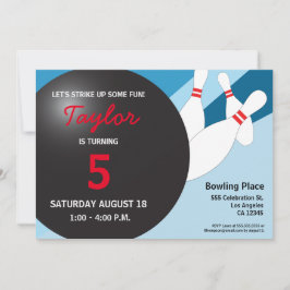 5. Geburtstag Bowling Party blau weiß Einladung