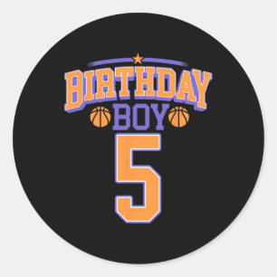 5. Geburtstag Boy Basketball Lover 5 Jahre alter T Runder Aufkleber