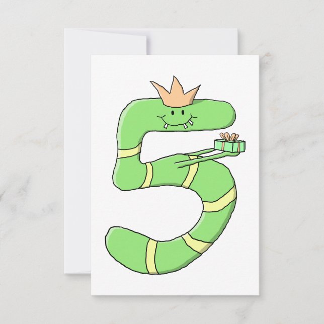 5. Geburtstag Cartoon, grün. Einladung (Vorderseite)