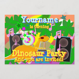 5. Geburtstag Cool Dinosaur DJ Party Einladung