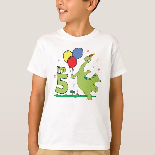 5. Geburtstag Dino T-Shirt (Vorderseite)