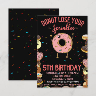 5. Geburtstag Donut Verlieren Sie Ihre Sprinklen 5 Einladung