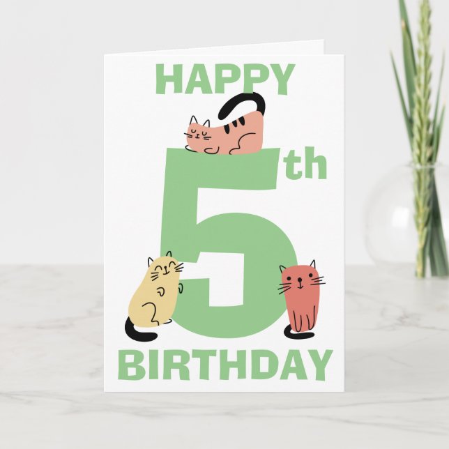 5. Geburtstag Doodle Cats Benutzerdefinierte Meldu Karte (Vorderseite)