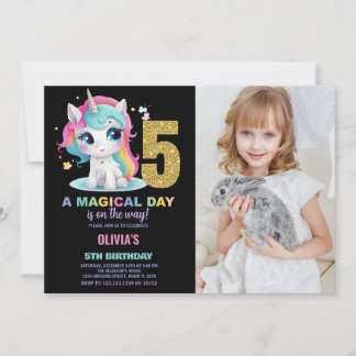 5. Geburtstag Einhorn Geburtstag Einladung Foto