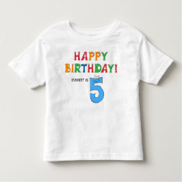 5. Geburtstag farbenfrohe Alphabet mit Vorname Kleinkind T-shirt
