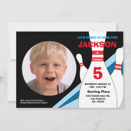 5. Geburtstag Foto Bowling Party rot Einladung