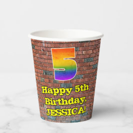 5. Geburtstag: Fun Graffiti Inspiriert Regenbogen Pappbecher