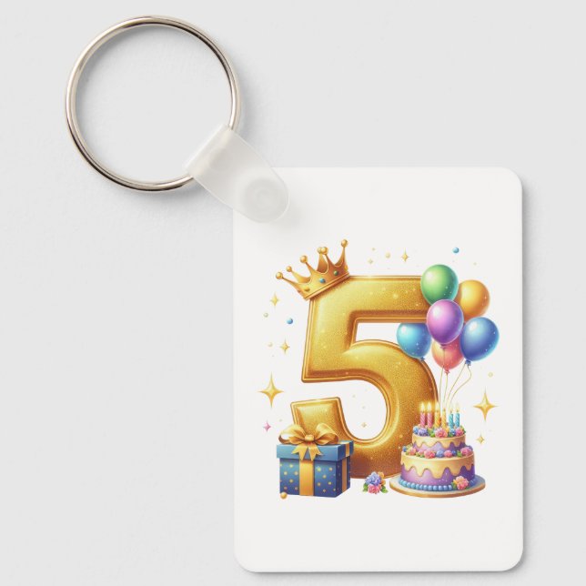 5. Geburtstag Gold Schlüsselanhänger (Vorderseite)