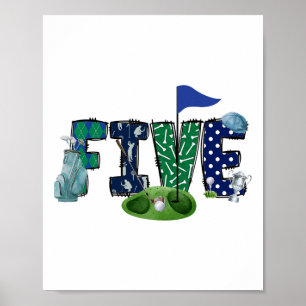 5. Geburtstag Golf Theme Party Golf Girl Boy Birth Poster