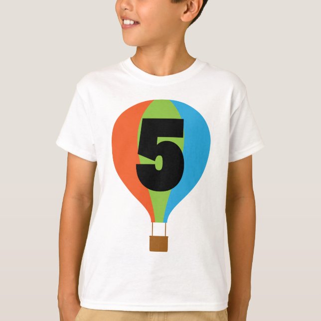 5. Geburtstag Hot Air Ballon T-Shirt (Vorderseite)