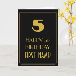 5. Geburtstag – im Art Deco Stil "5" & Name Karte