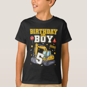 5. Geburtstag Junge 5 Jahre alt Bagger Drei Dekor T-Shirt