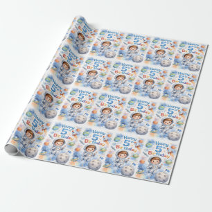 5. Geburtstag Junge Astronaut Start in die Planete Geschenkpapier