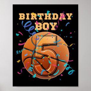 5. Geburtstag Junge Fünf 5 Jahre alte Sketll Spiel Poster