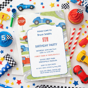 5. Geburtstag Jungen Rennwagen Party Einladung