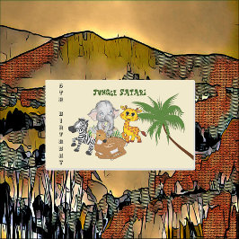 5. Geburtstag Jungle Safari Elephant Zebra Tiger Rechteckiger Aufkleber