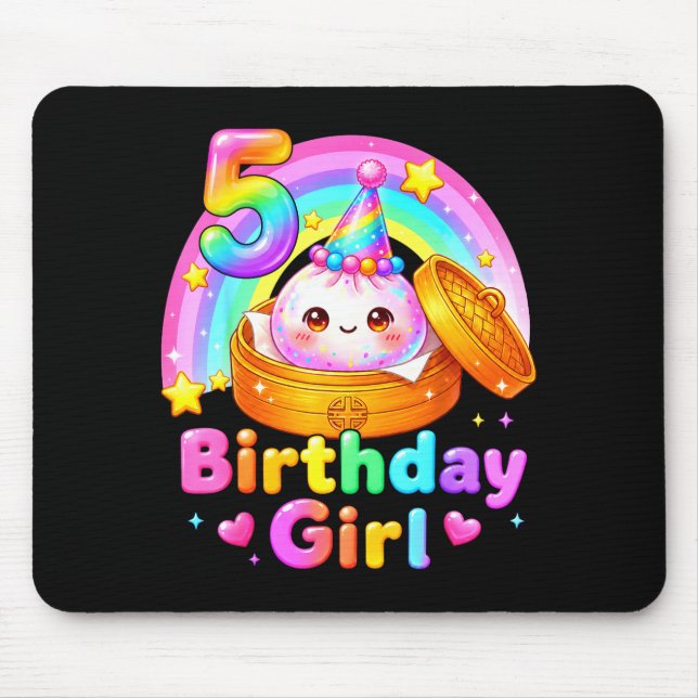 5. Geburtstag Mädchen Dumpling Kawaii Pastell Anim Mousepad (Vorne)