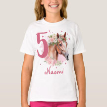 5. Geburtstag Mädchen Pferd Pastell Rosa Fünf Jahr