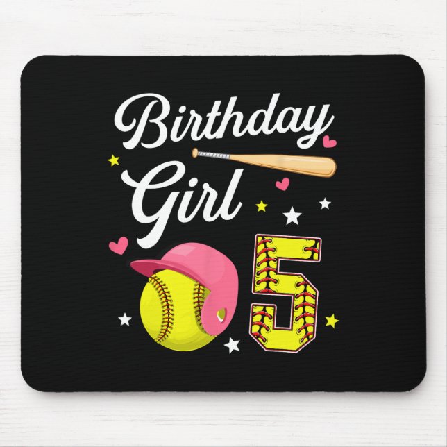 5. Geburtstag Mädchen Softll Fünfter Geburtstag 5  Mousepad (Vorne)