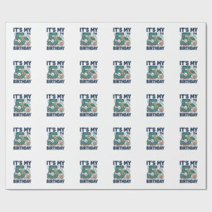 5. Geburtstag Meeresschildkröte Unterwasser-Vektor Geschenkpapier