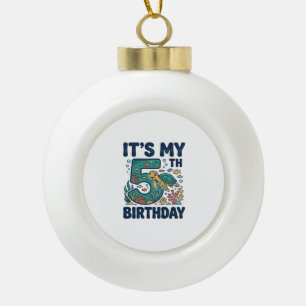 5. Geburtstag Meeresschildkröte Unterwasser-Vektor Keramik Kugel-Ornament
