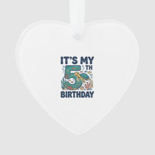 5. Geburtstag Meeresschildkröte Unterwasser-Vektor Ornament
