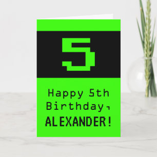 5. Geburtstag: Nerdy / Geeky Stil "5" und Name Karte