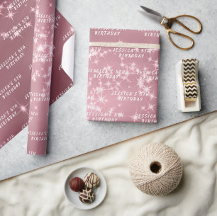 5. Geburtstag Niedlich Girly Pink Simple Modern Gi Geschenkpapier