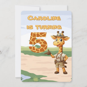 5. Geburtstag Niedlicher Explorer Giraffe auf Safa Einladung