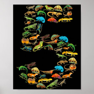 5. Geburtstag Reptilien Eidechsen 5 Jahre alter Ge Poster