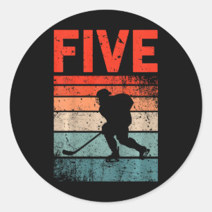 5. Geburtstag Retro Eishockey 5 Jahre alter Junge  Runder Aufkleber