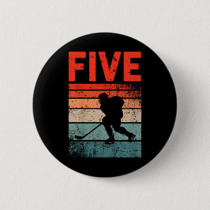 5. Geburtstag Retro Eishockey 5 Jahre Altes Junge Button