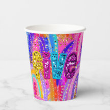 5. Geburtstag Rosa Regenbogen Glitter-Papierbecher