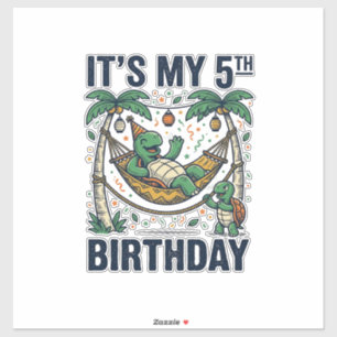 5. Geburtstag Schildkröte Hängematte Vintage Gravu Aufkleber