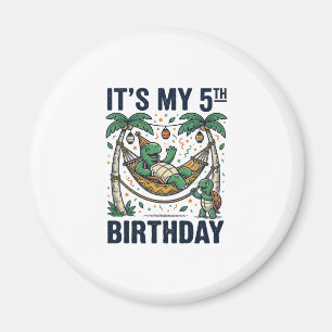 5. Geburtstag Schildkröte Hängematte Vintage Gravu Magnet