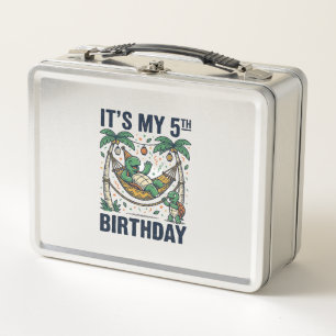 5. Geburtstag Schildkröte Hängematte Vintage Gravu Metall Brotdose