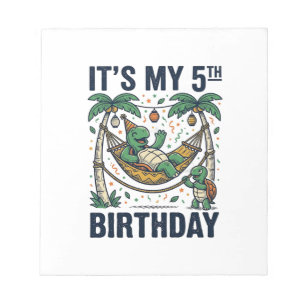 5. Geburtstag Schildkröte Hängematte Vintage Gravu Notizblock